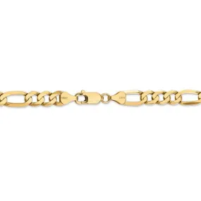 14K Yellow Gold 7mm Flat Figaro Bracelet Anklet Choker Necklace Pendant Chain