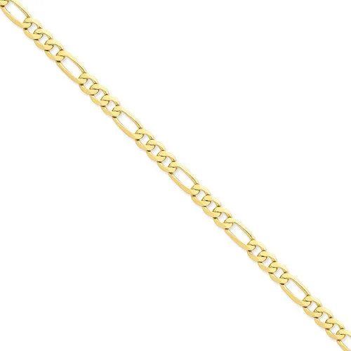 14K Yellow Gold 7mm Flat Figaro Bracelet Anklet Choker Necklace Pendant Chain