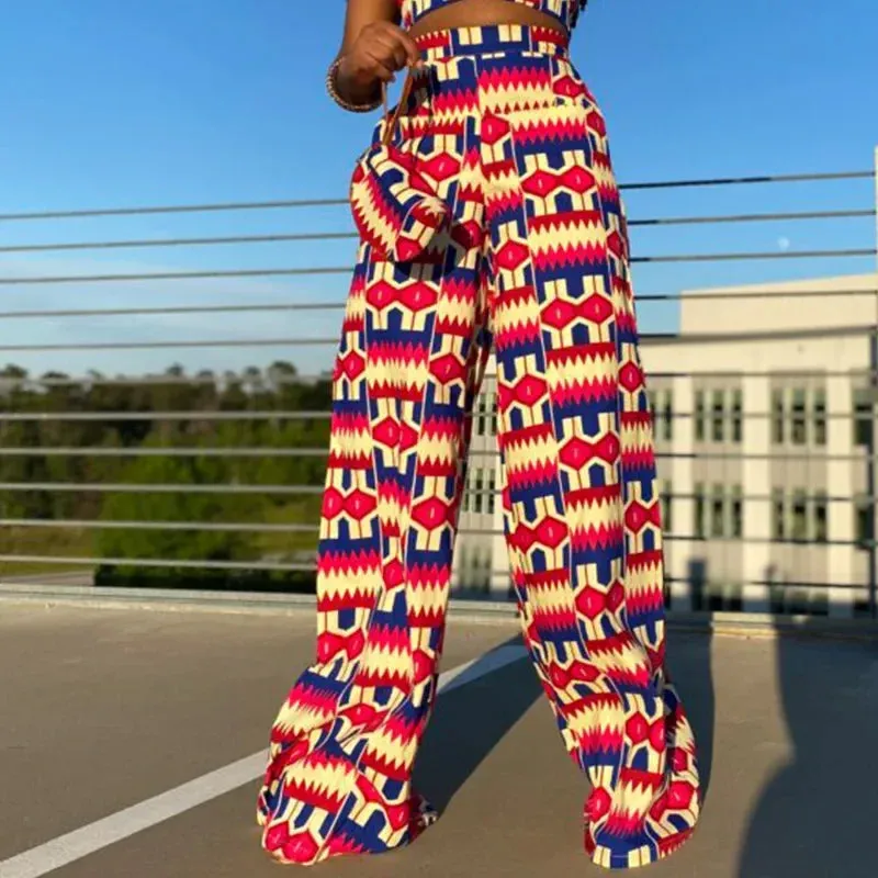 Afrocentric Boho Wide Leg Pants (Elastic Waist/Size S-XXL)