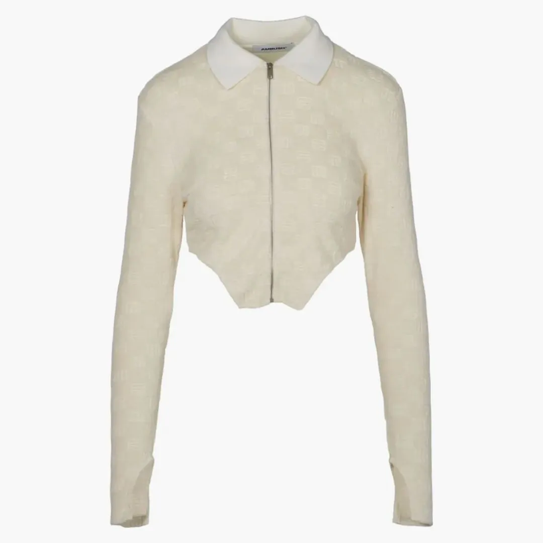 Ambush Monogram Jacquard Cropped Jacket White