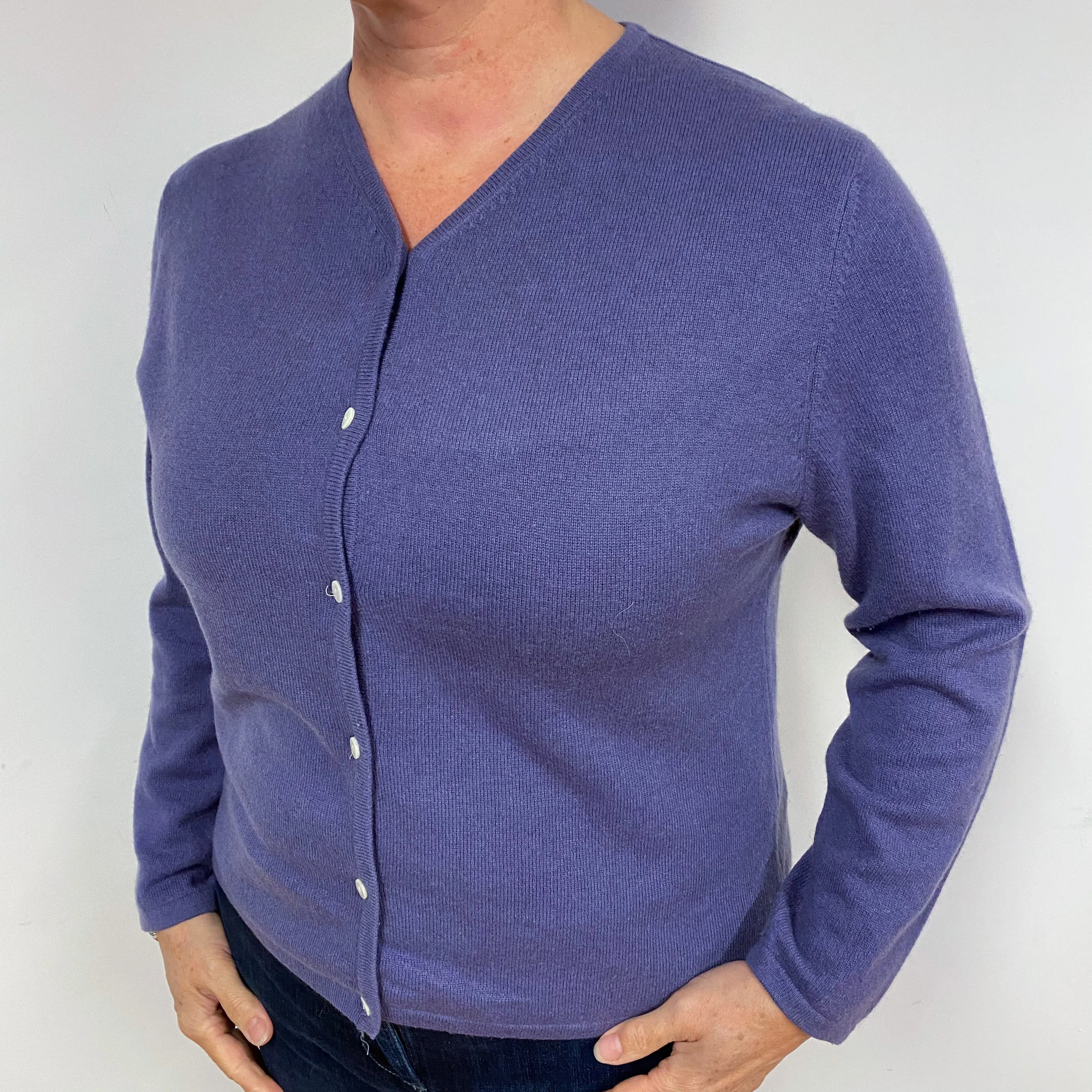 Amethyst Purple Cashmere Cardigan Large