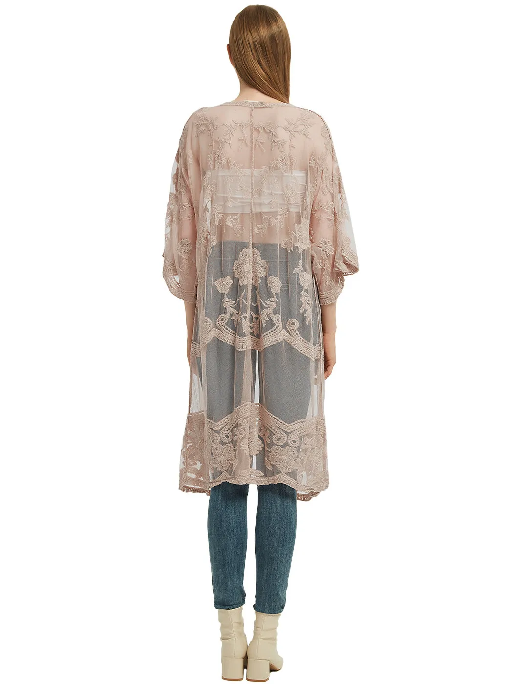 Anna-Kaci Women's Long Embroidered Floral Butterfly Kimono Cover Up Cardigan