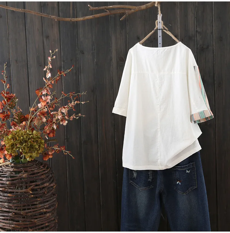 AUTUMN ORGANIC COTTON T SHIRT WITH HAND PAINTED ELEPHANT PRINT