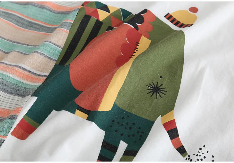 AUTUMN ORGANIC COTTON T SHIRT WITH HAND PAINTED ELEPHANT PRINT