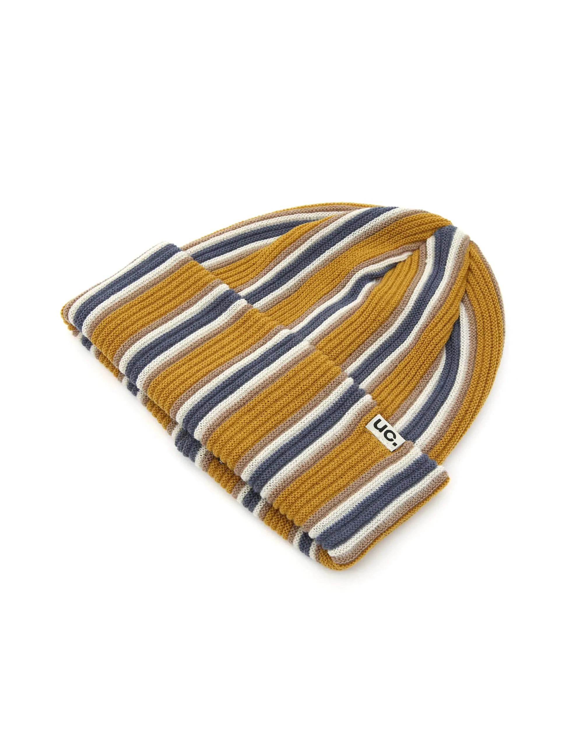 BEANIE / VERTICAL STRIPE / MUSTARD