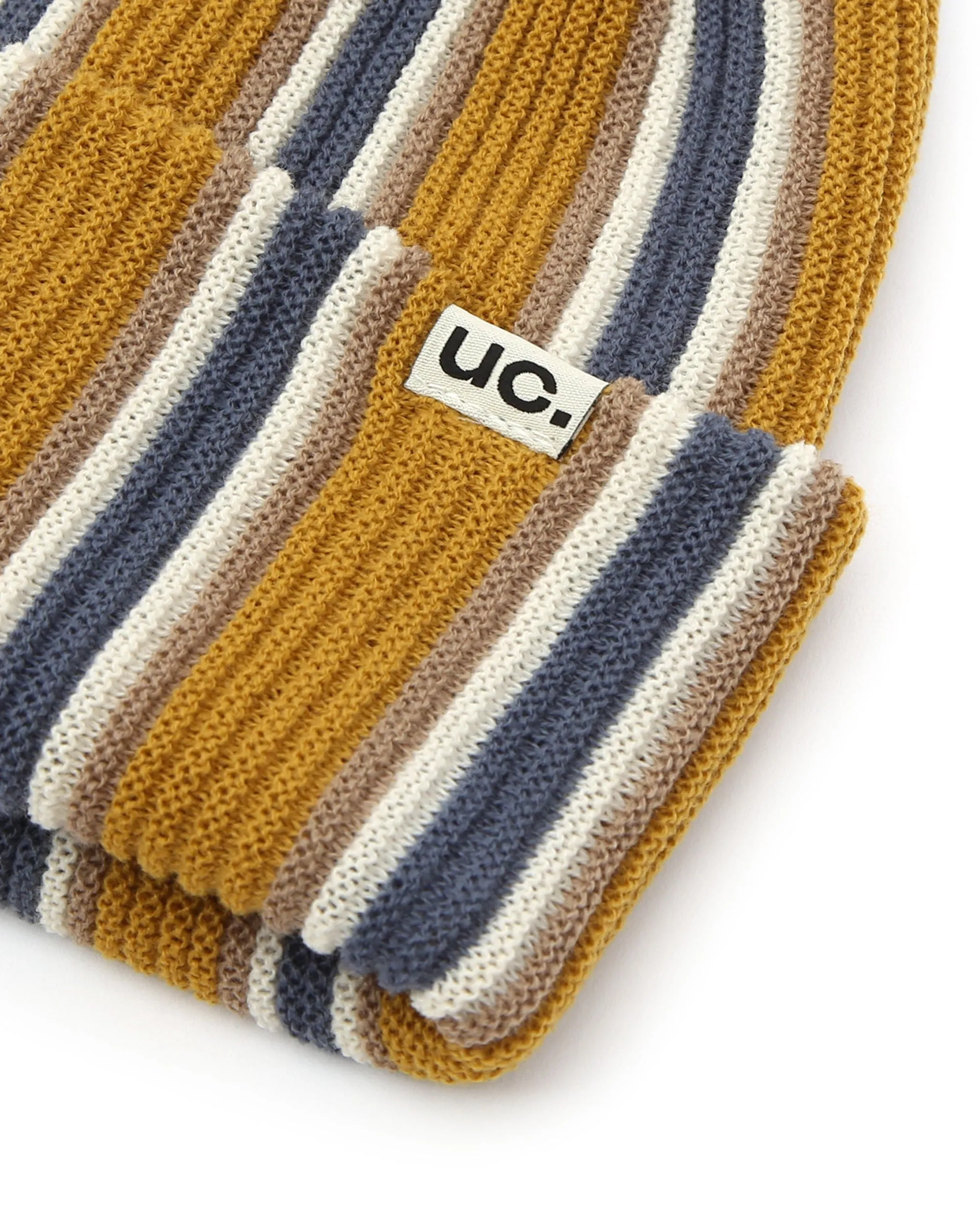 BEANIE / VERTICAL STRIPE / MUSTARD