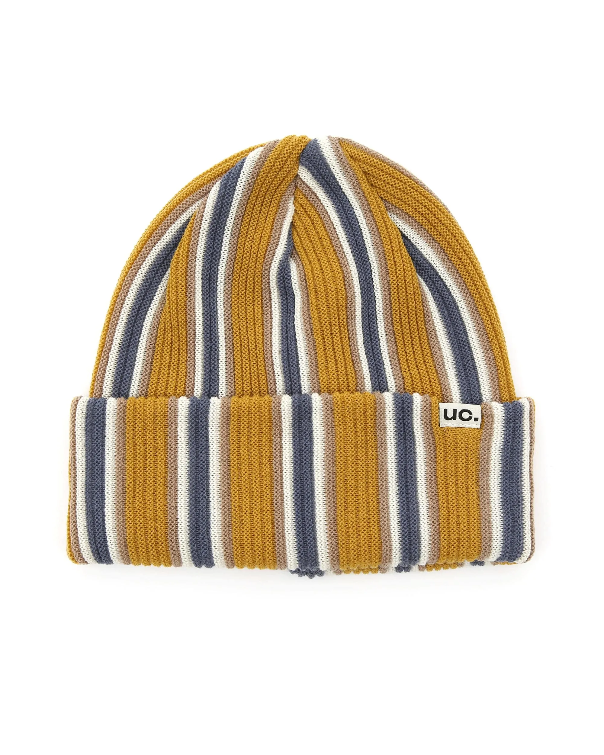 BEANIE / VERTICAL STRIPE / MUSTARD