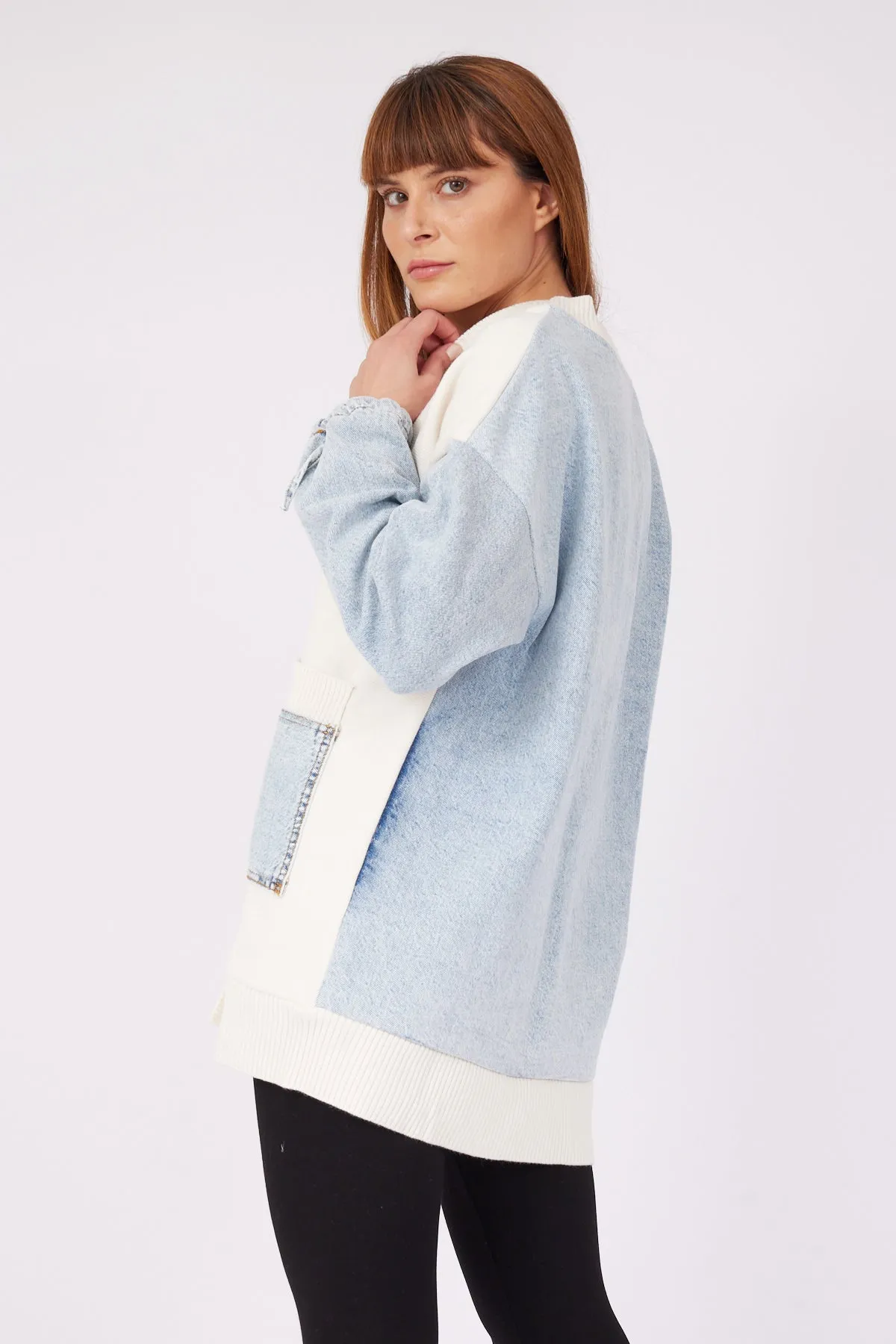 BEIGE COVERED JEAN CARDIGAN