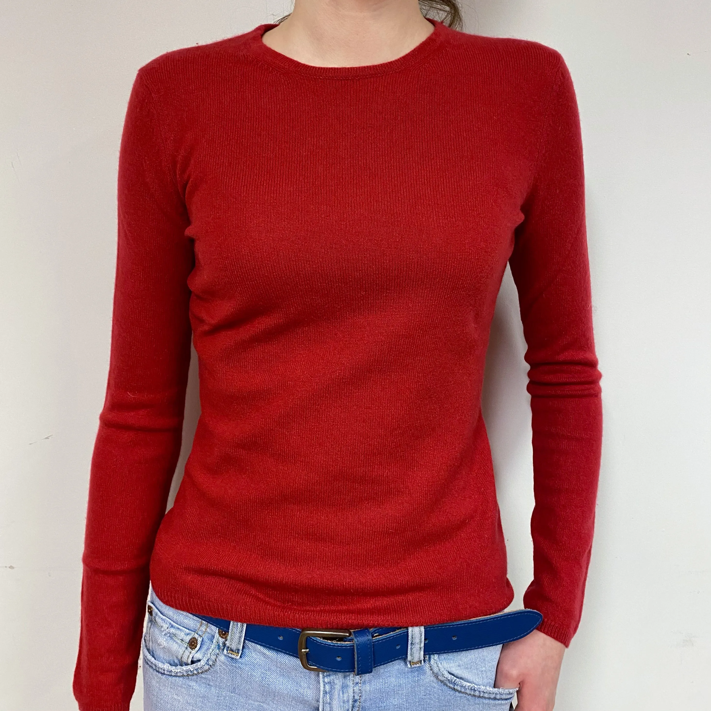 Berry Red Cashmere Crew Neck Jumper Extra Small