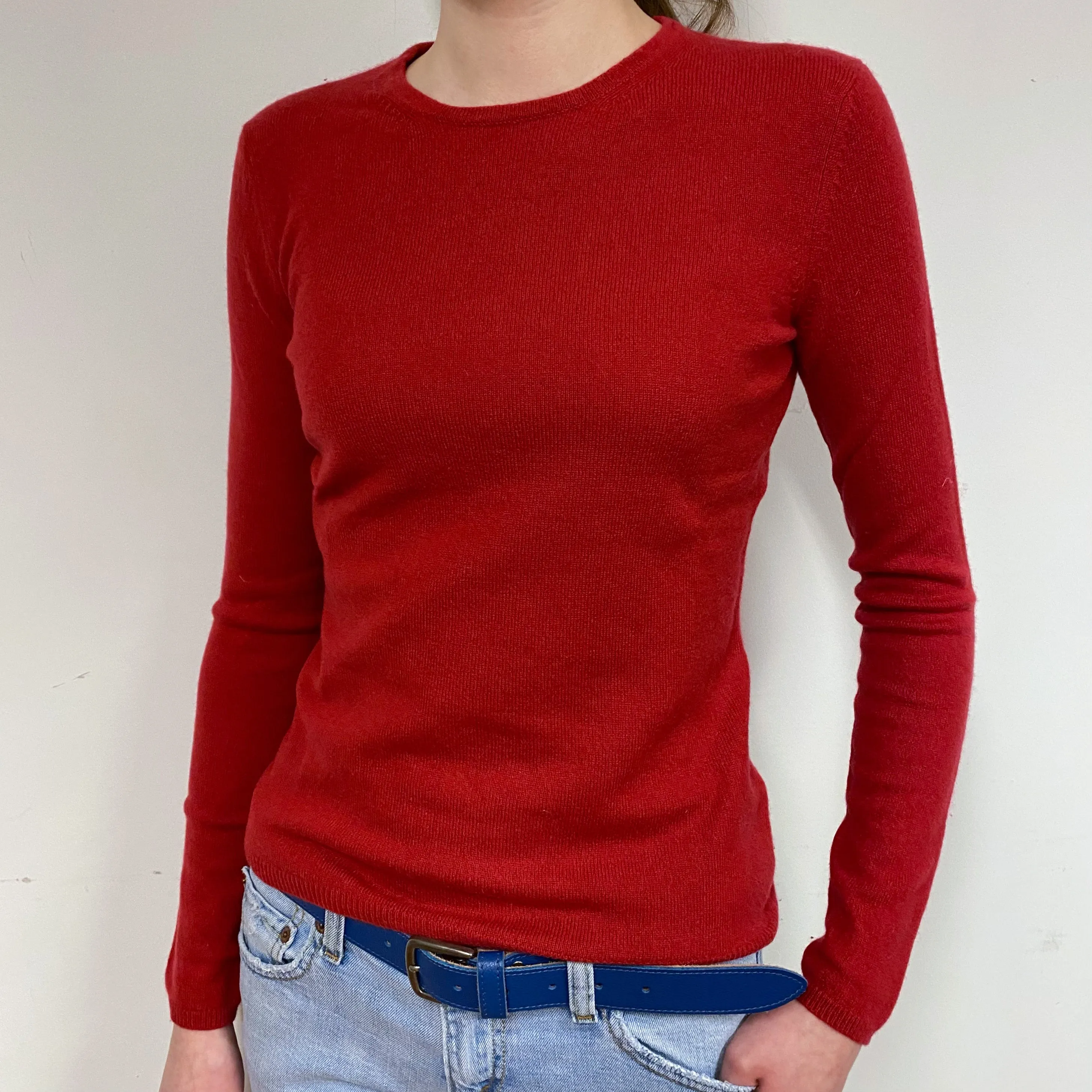 Berry Red Cashmere Crew Neck Jumper Extra Small