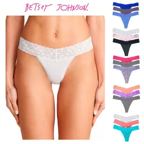 Betsy Johnson Women's Thong Panties 3 Pack Classic Lace Thong Panty Underwear