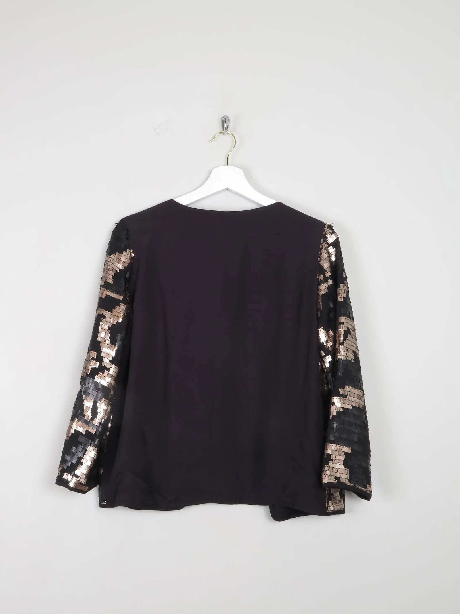 Black & Gold Sequin Cropped Jacket Xs/S