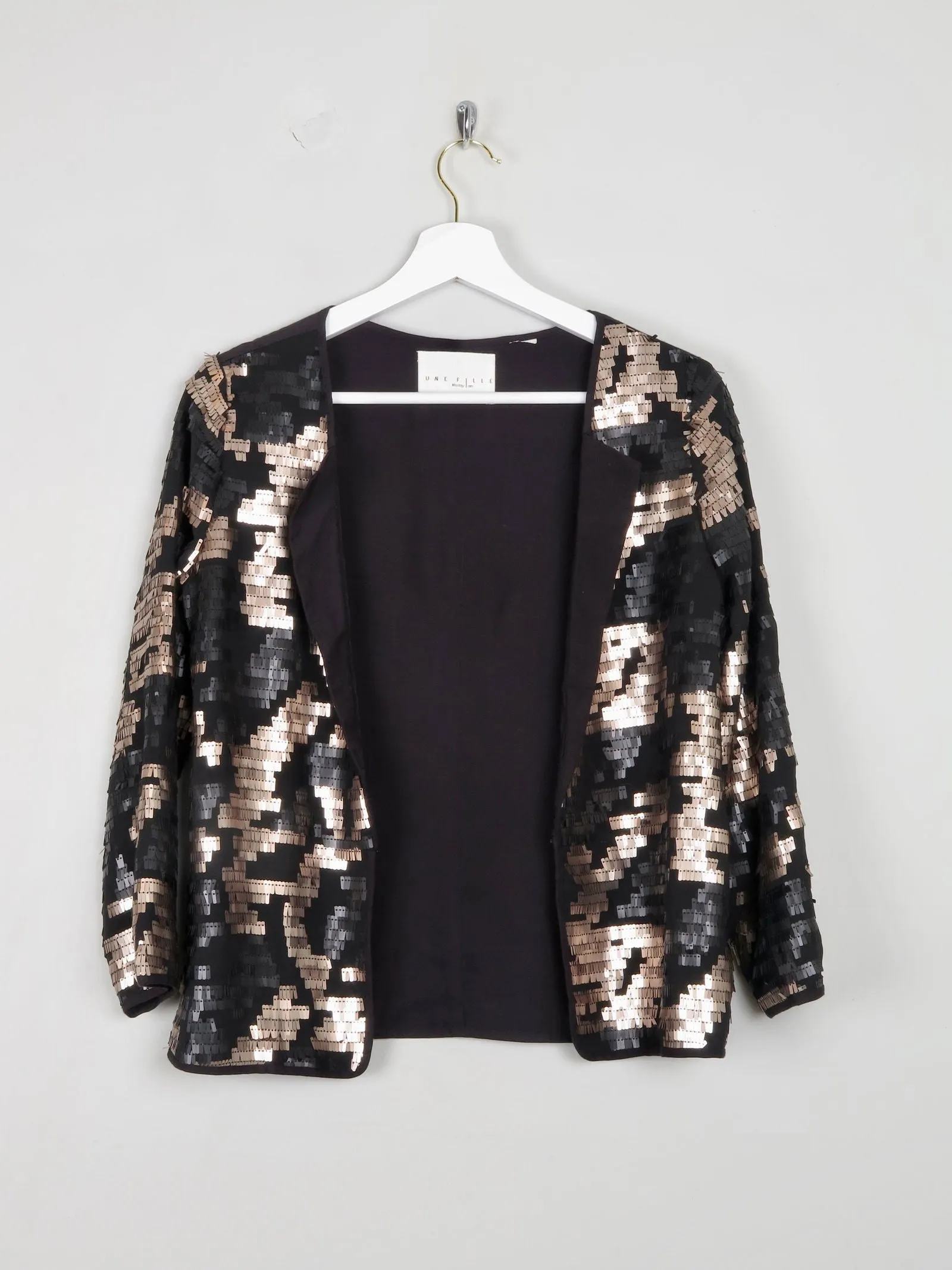 Black & Gold Sequin Cropped Jacket Xs/S