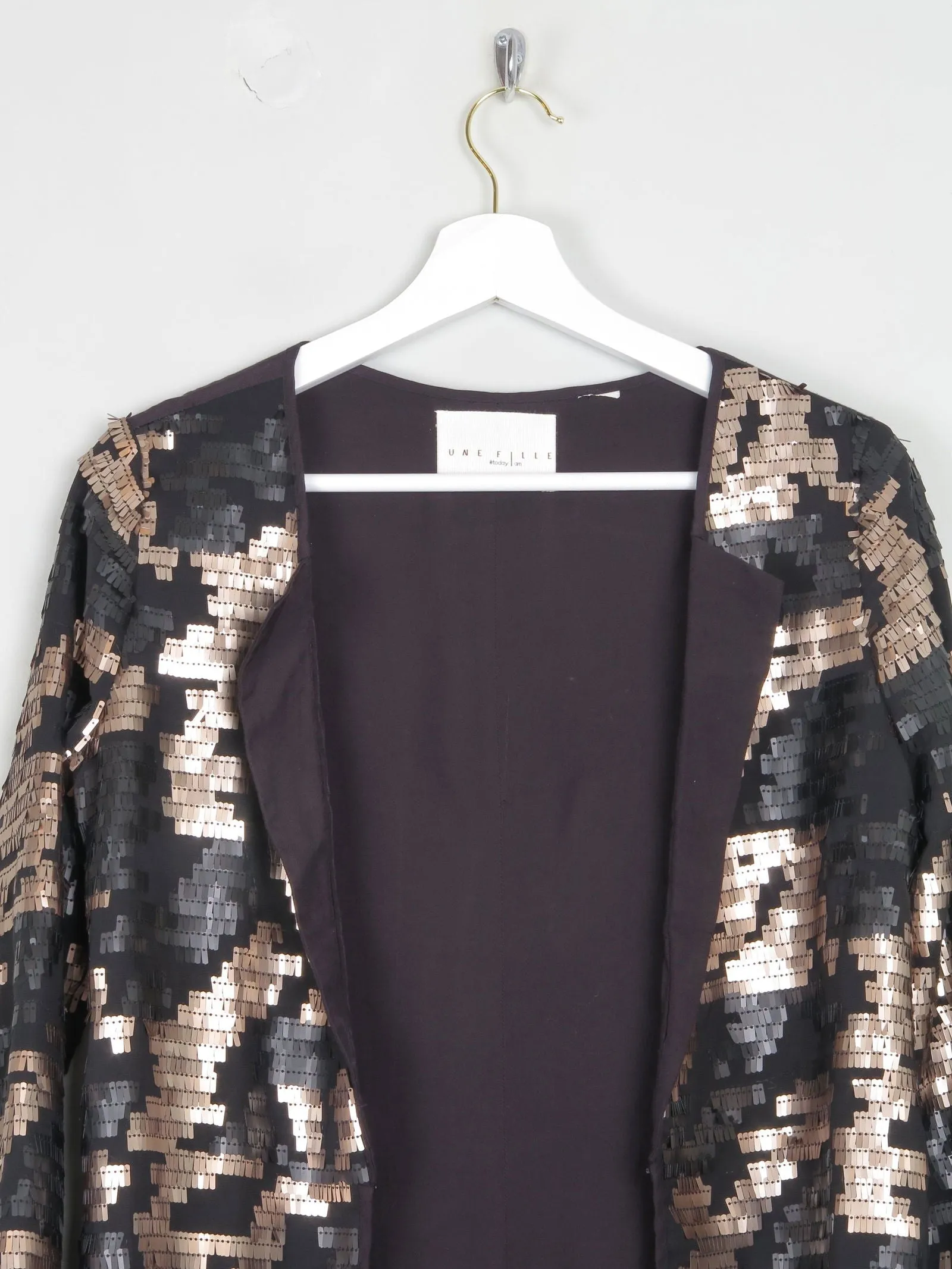 Black & Gold Sequin Cropped Jacket Xs/S