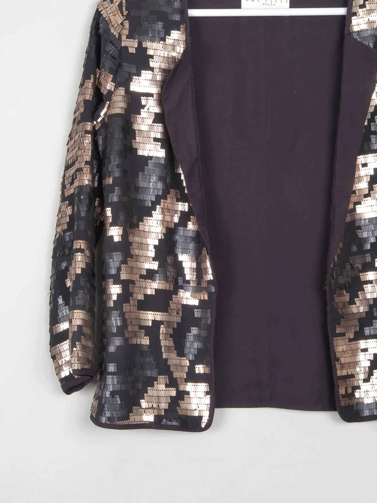 Black & Gold Sequin Cropped Jacket Xs/S