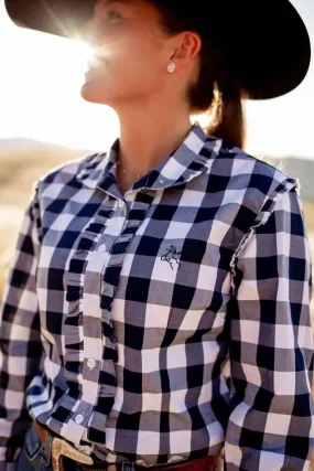 Black Colt Sara L/S Shirt  - Navy Check