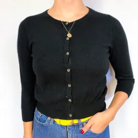 Black Cropped Cashmere Crew Neck Cardigan Small