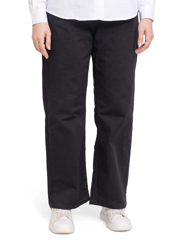 Black Wide Gabardine