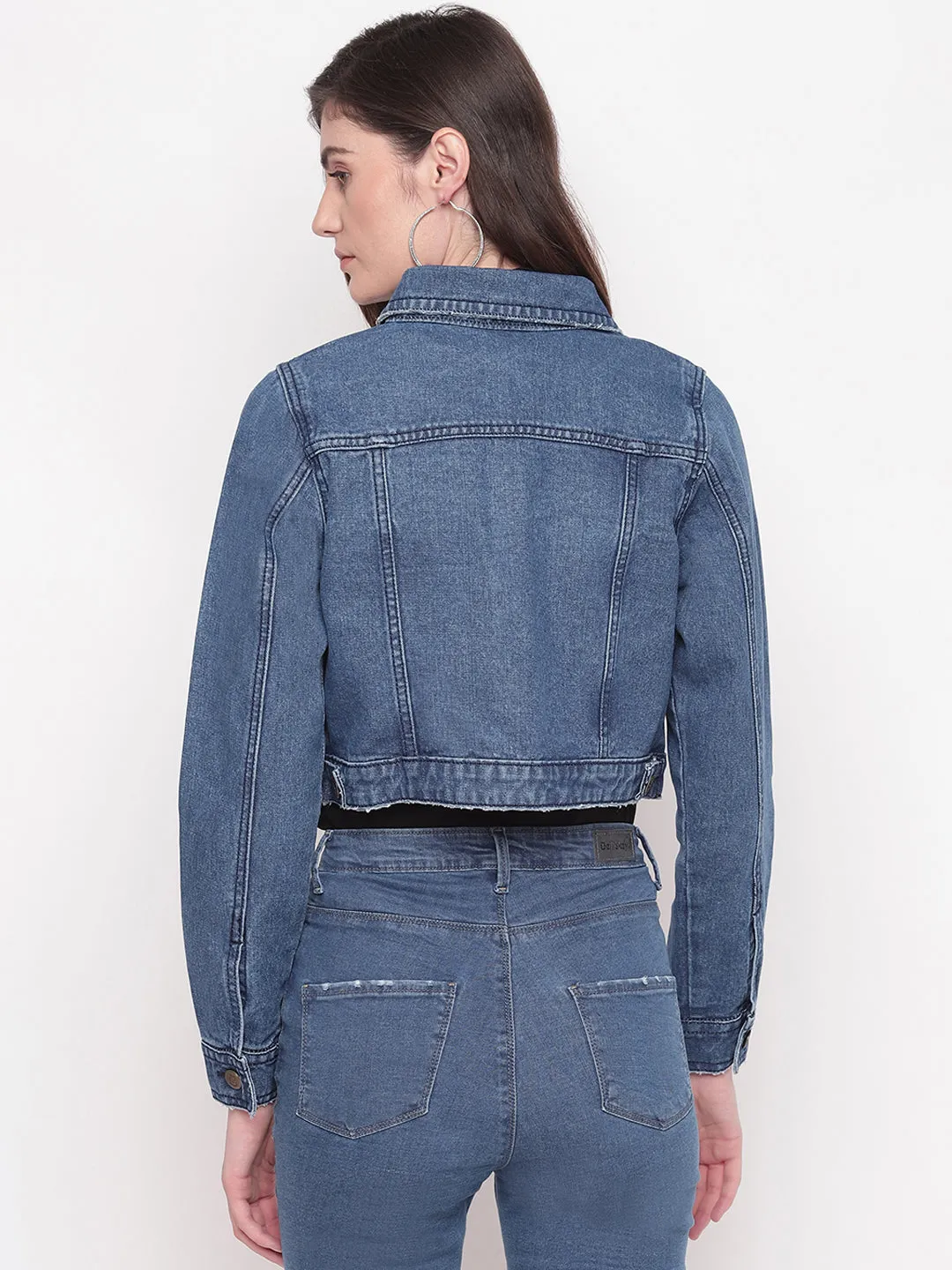 Blue Cropped Denim Jacket