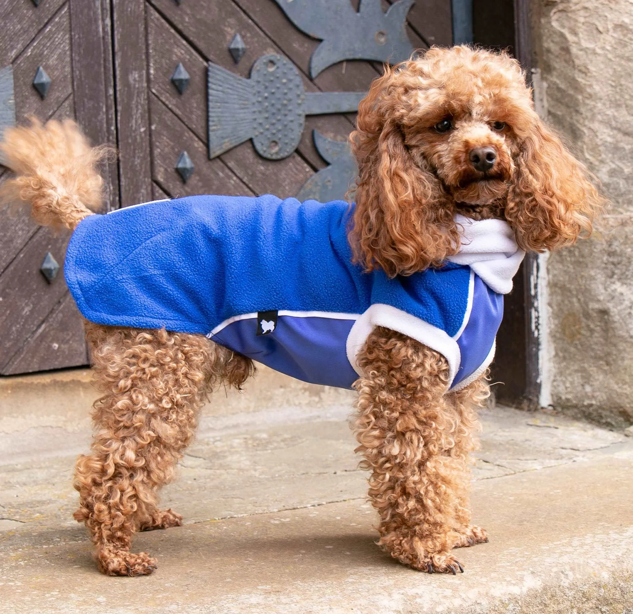 Blue Polar Fleece with Blue Waterproof tummy panel McTog dog Jumper