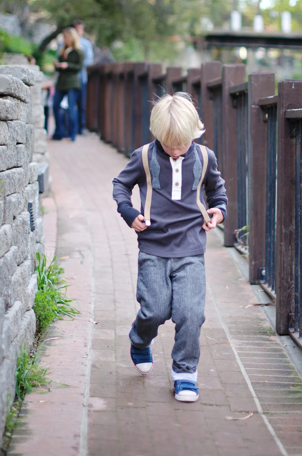Bow Tie Suspenders Long Sleeve Henley Bodysuit by: Mini Shatsu