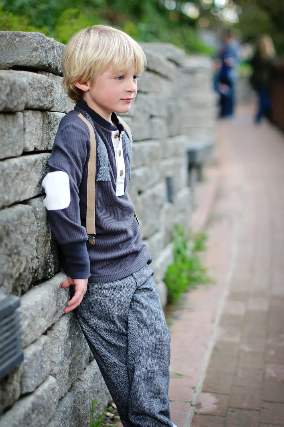 Bow Tie Suspenders Long Sleeve Henley Bodysuit by: Mini Shatsu