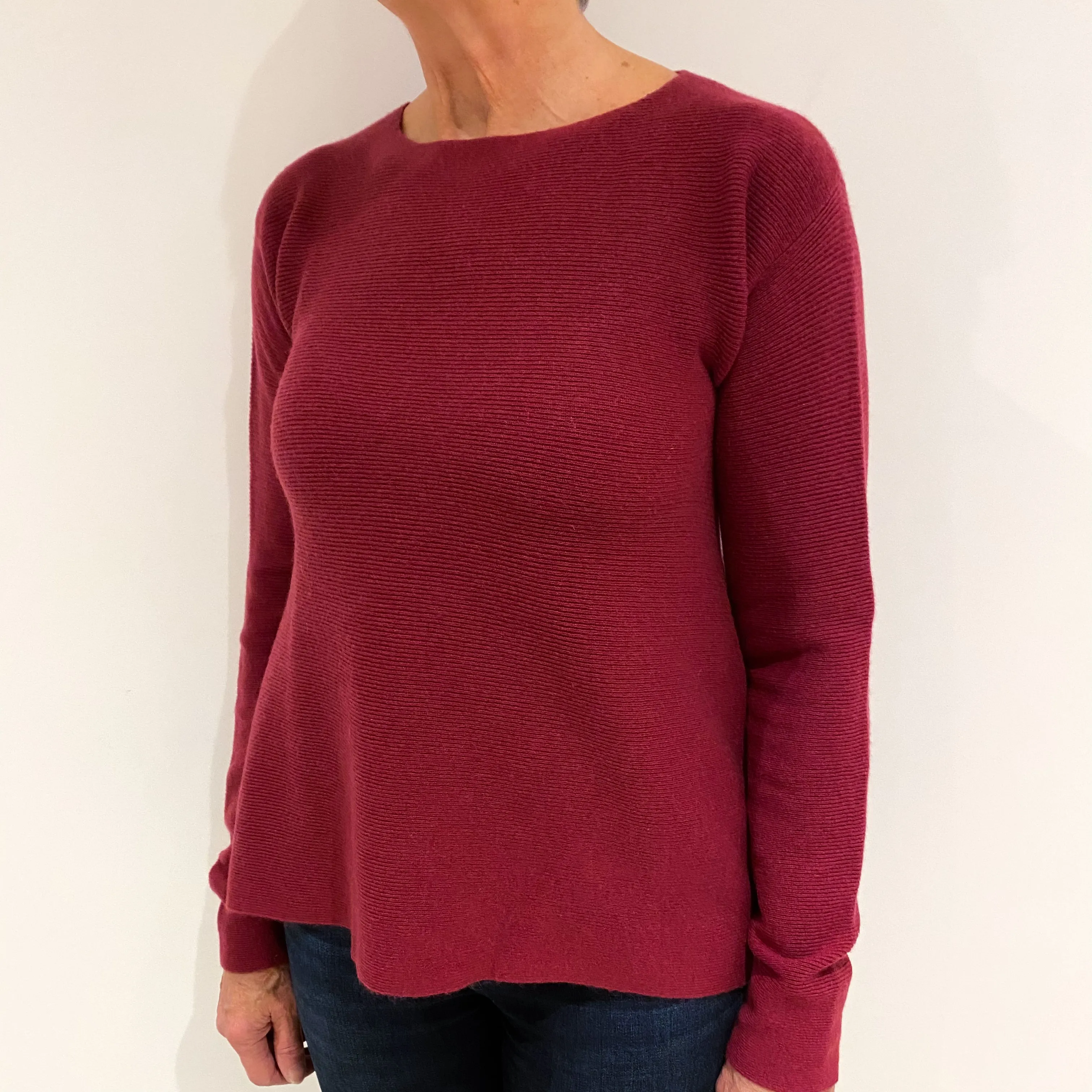 Brick Red Cashmere Boat Neck Jumper Medium