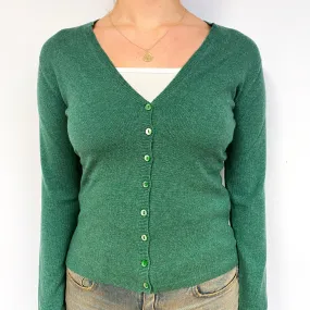 Brora Grass Green Cashmere V-Neck Cardigan Small