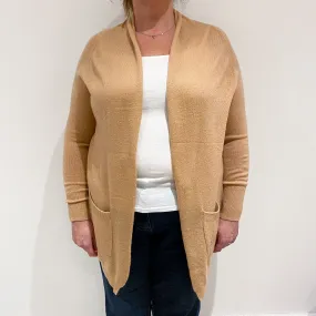 Caramel Brown Cashmere Edge to Edge Cardigan Extra Large