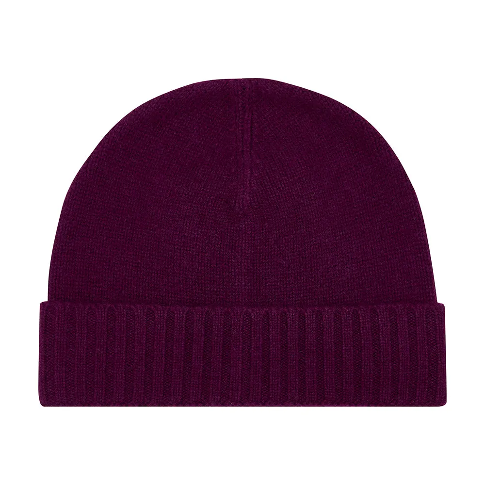 Cashmere Turn Back Hat in Beetroot