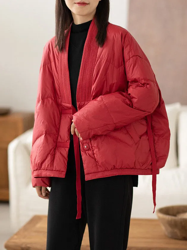 Casual Zen Style V Neck Women's Down Coat