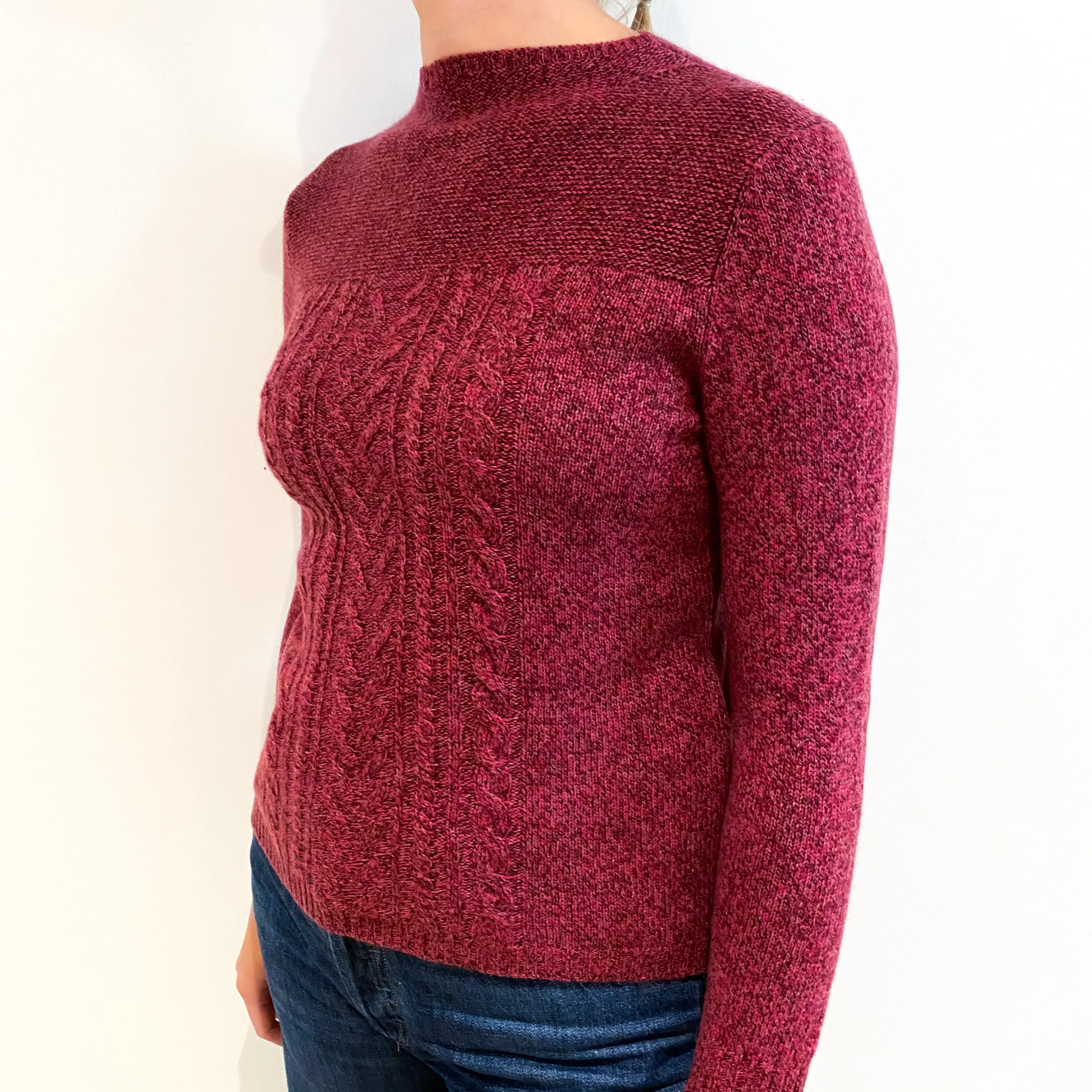 Cherry Pink Marl Cashmere Turtle Neck Jumper Small