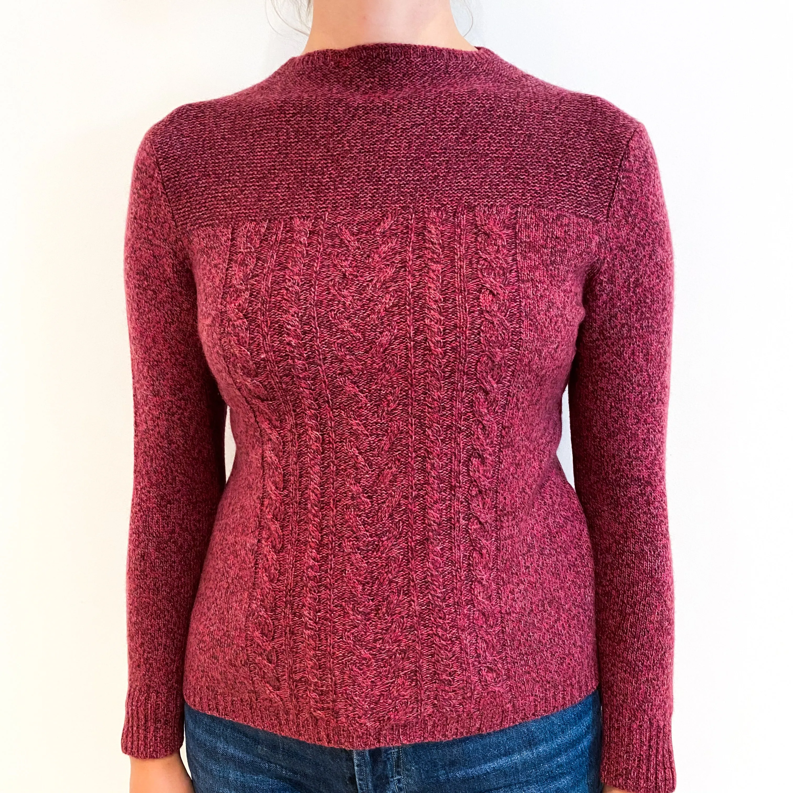 Cherry Pink Marl Cashmere Turtle Neck Jumper Small