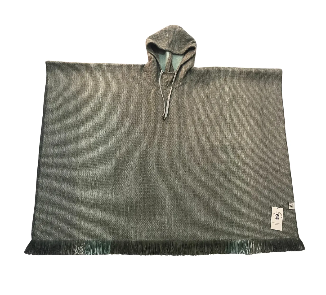 Cozy Striped Grey Reversible Pullover Alpaca Wool Poncho