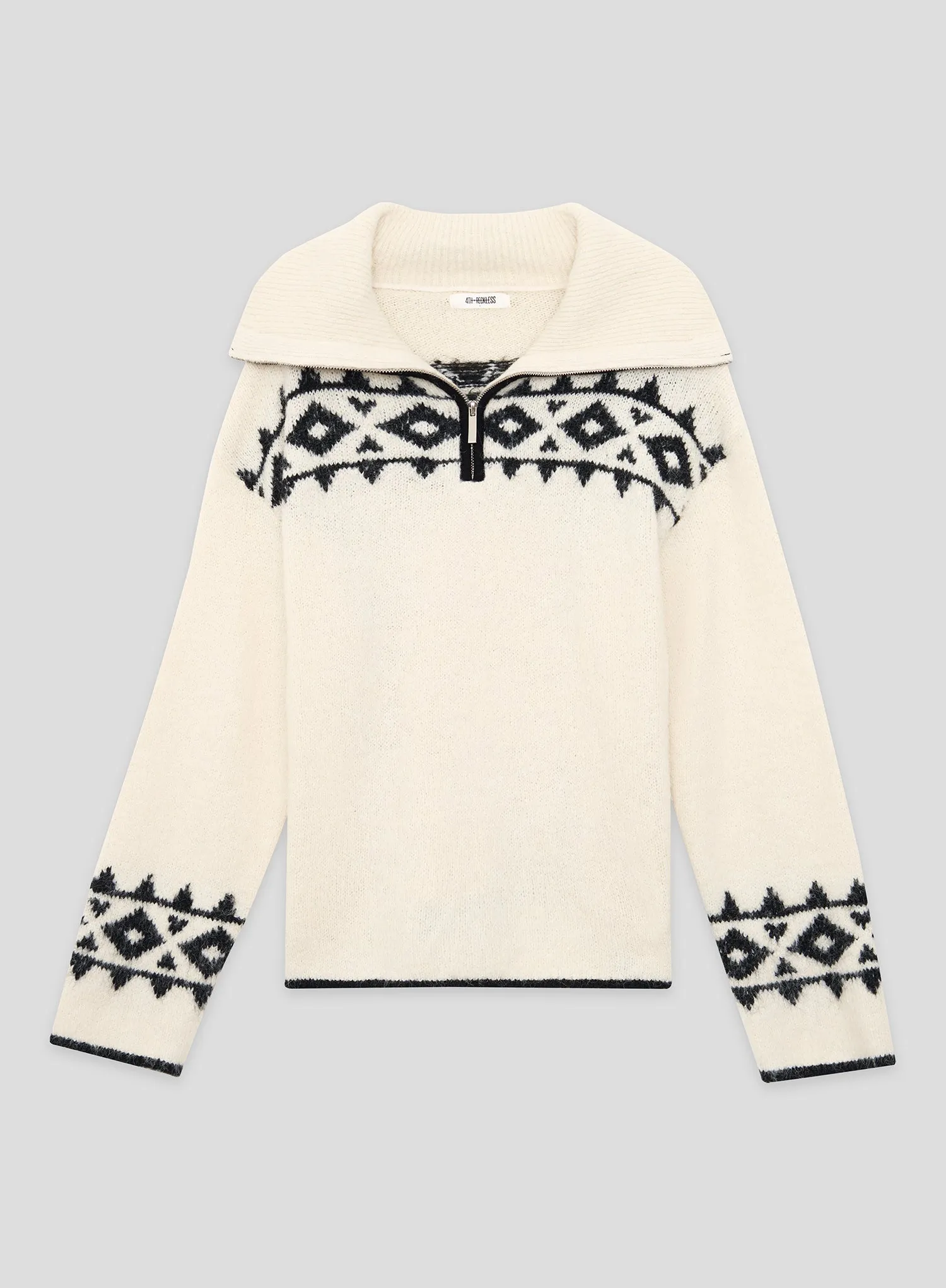 Cream Fairisle Knitted Half Zip Jumper- Kali