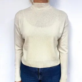 Cream Slouchy Cashmere Turtle Neck Jumper Small