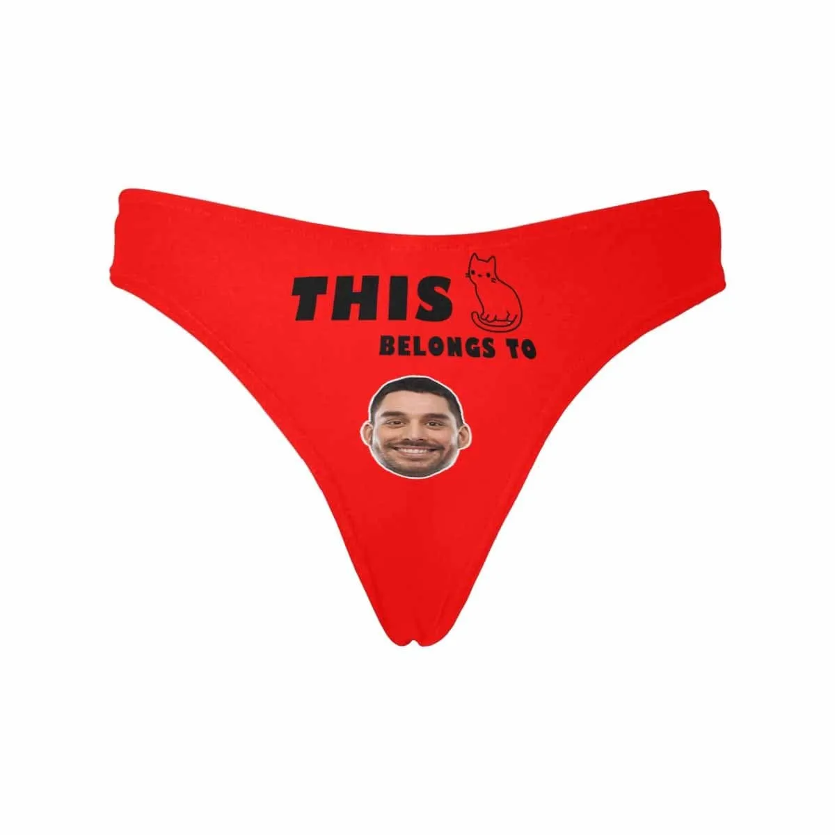 Custom Face Underwear Personalized Red Cat Lingerie Women's Classic Thong Valentine's Gift for Girlfriend or Wife