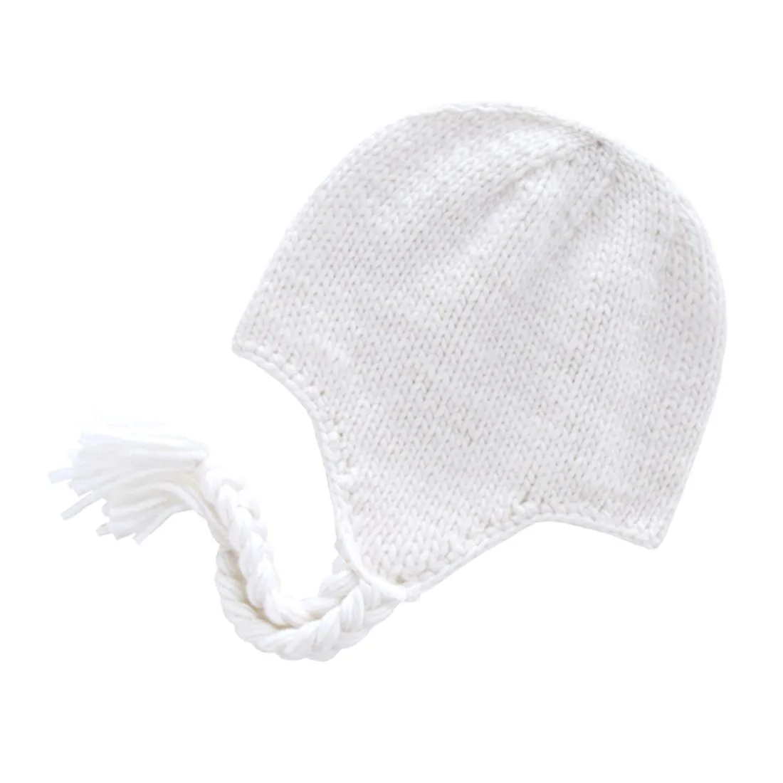 Decky 633 Solid Peruvian Braided Beanie Hats Ear Tails Snug Winter Beanies Caps