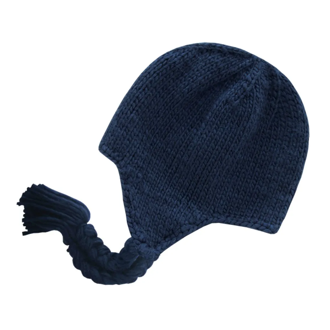 Decky 633 Solid Peruvian Braided Beanie Hats Ear Tails Snug Winter Beanies Caps