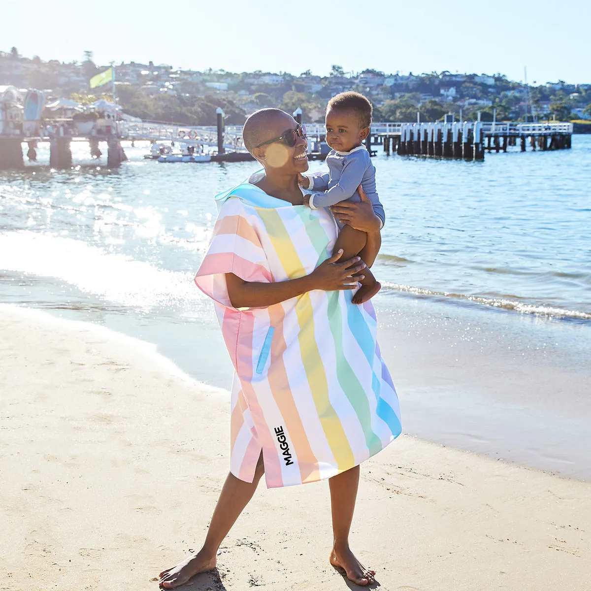 Dock & Bay Poncho Adults - Unicorn Waves - Customised Embroidery Personalised for You