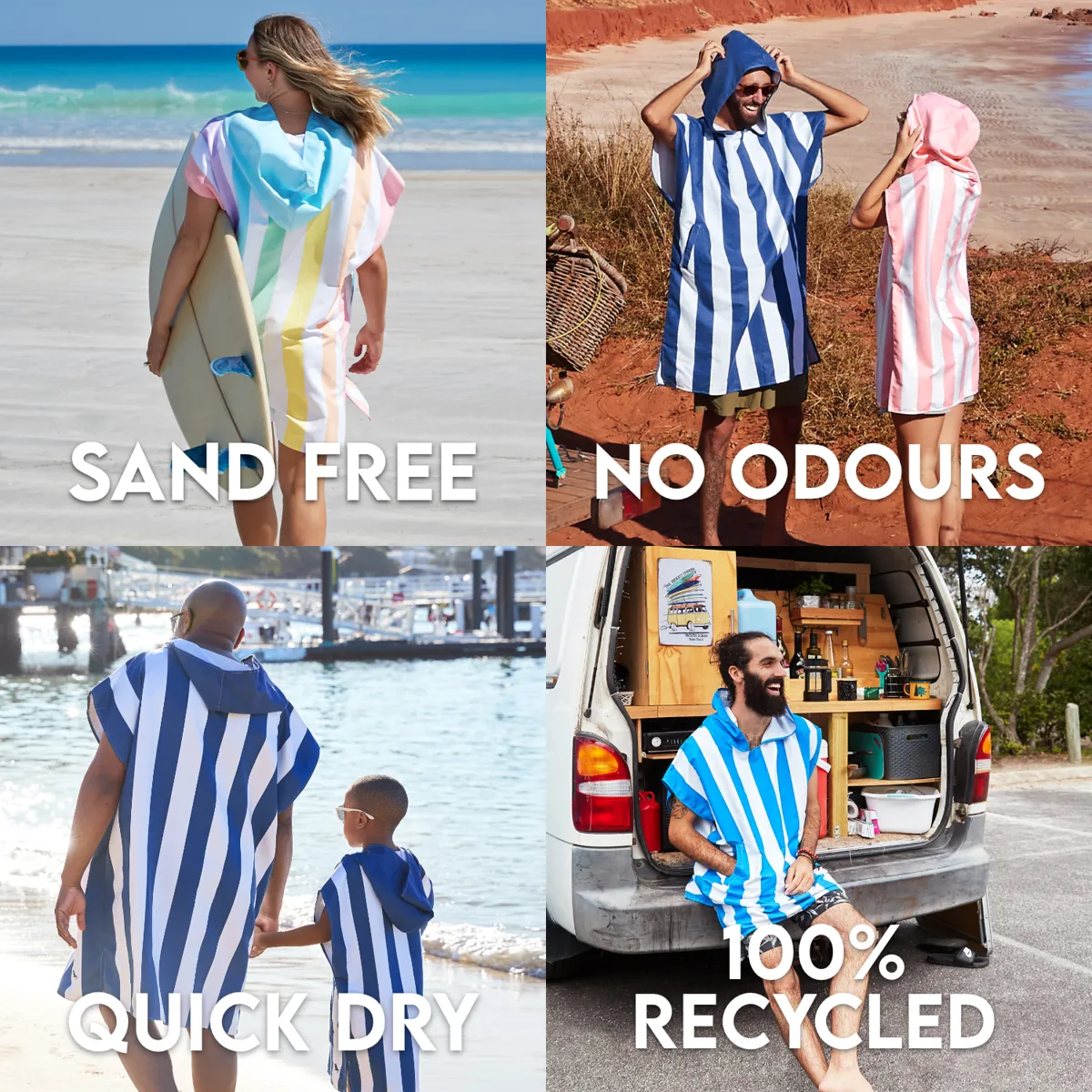 Dock & Bay Poncho Adults - Unicorn Waves - Customised Embroidery Personalised for You