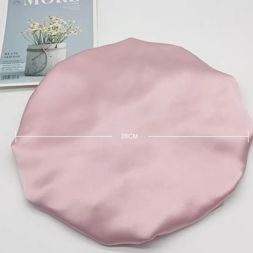 Double Layer Women Silk Hair Bonnet 100% Mulberry Silk Turban - Champagne Gold - Medium to Large