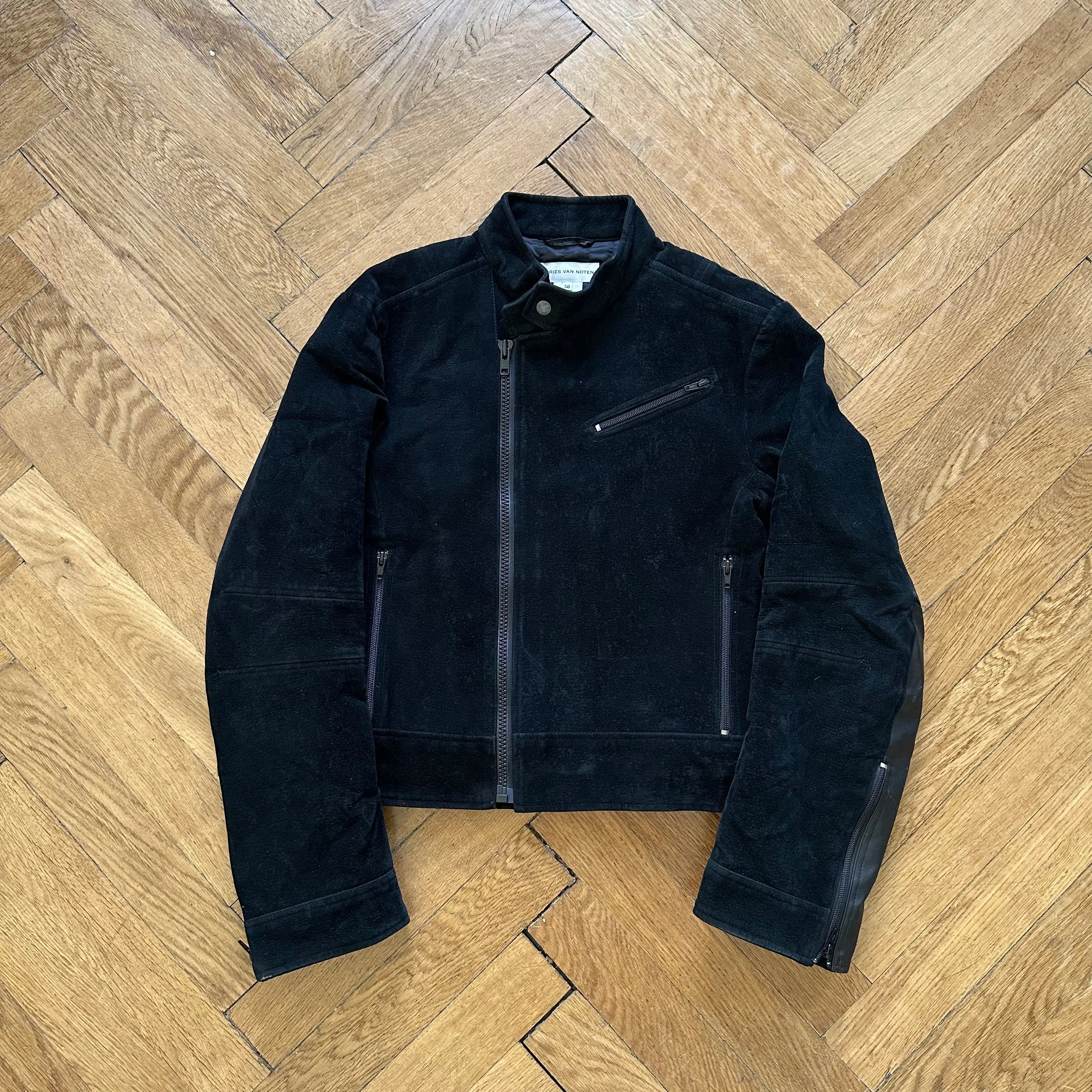 Dries van Noten 1990s Velvet Biker Jacket
