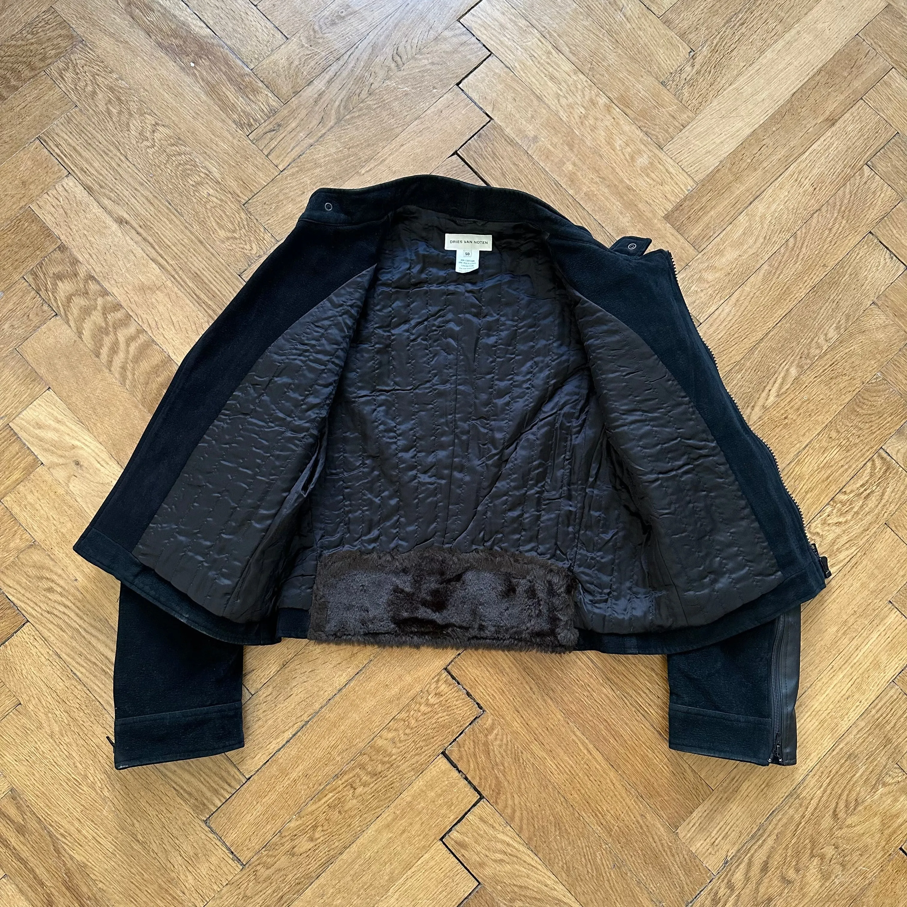 Dries van Noten 1990s Velvet Biker Jacket