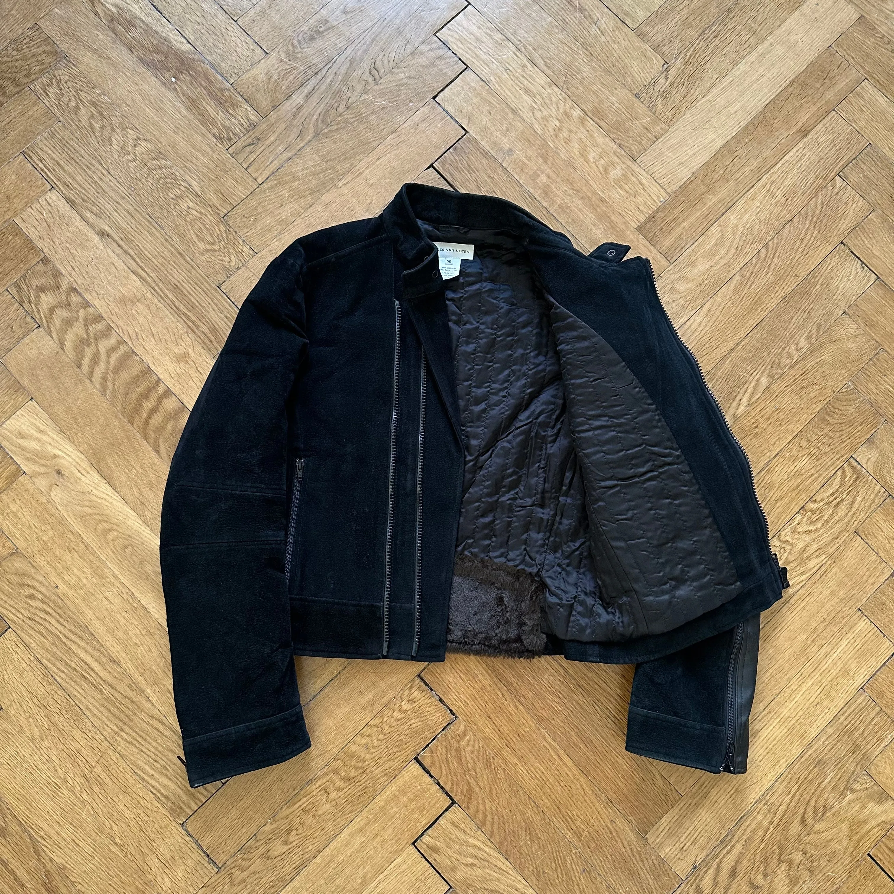 Dries van Noten 1990s Velvet Biker Jacket