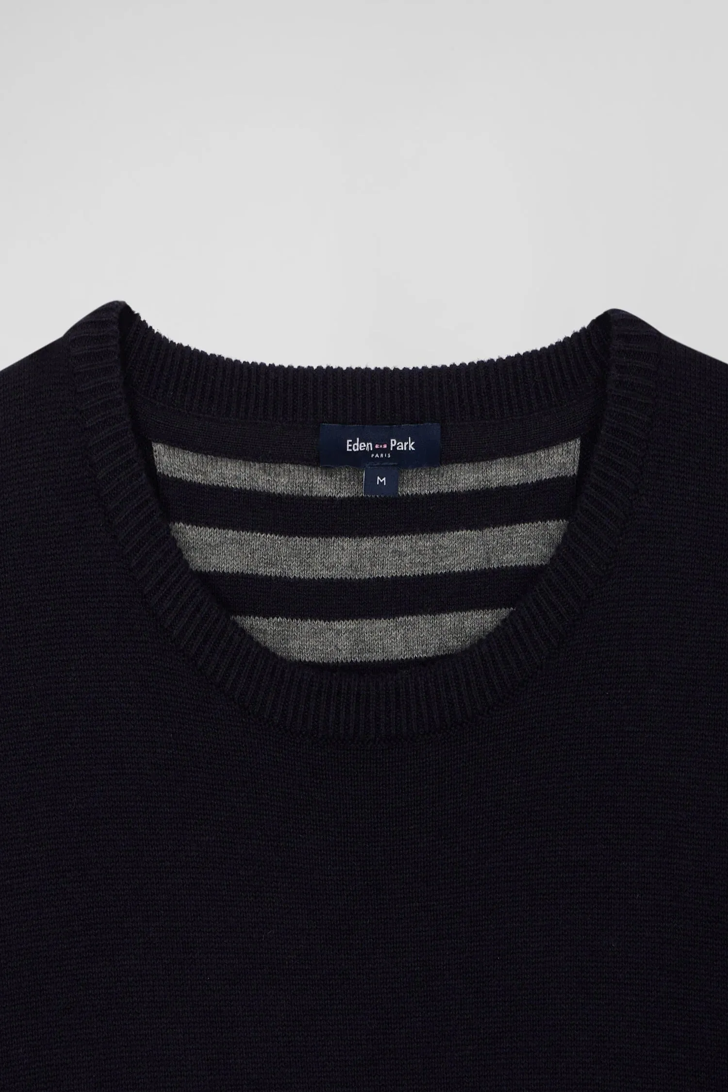 Eden Park Regular Wool and Cotton Crew Neck Jumper - Dark Blue