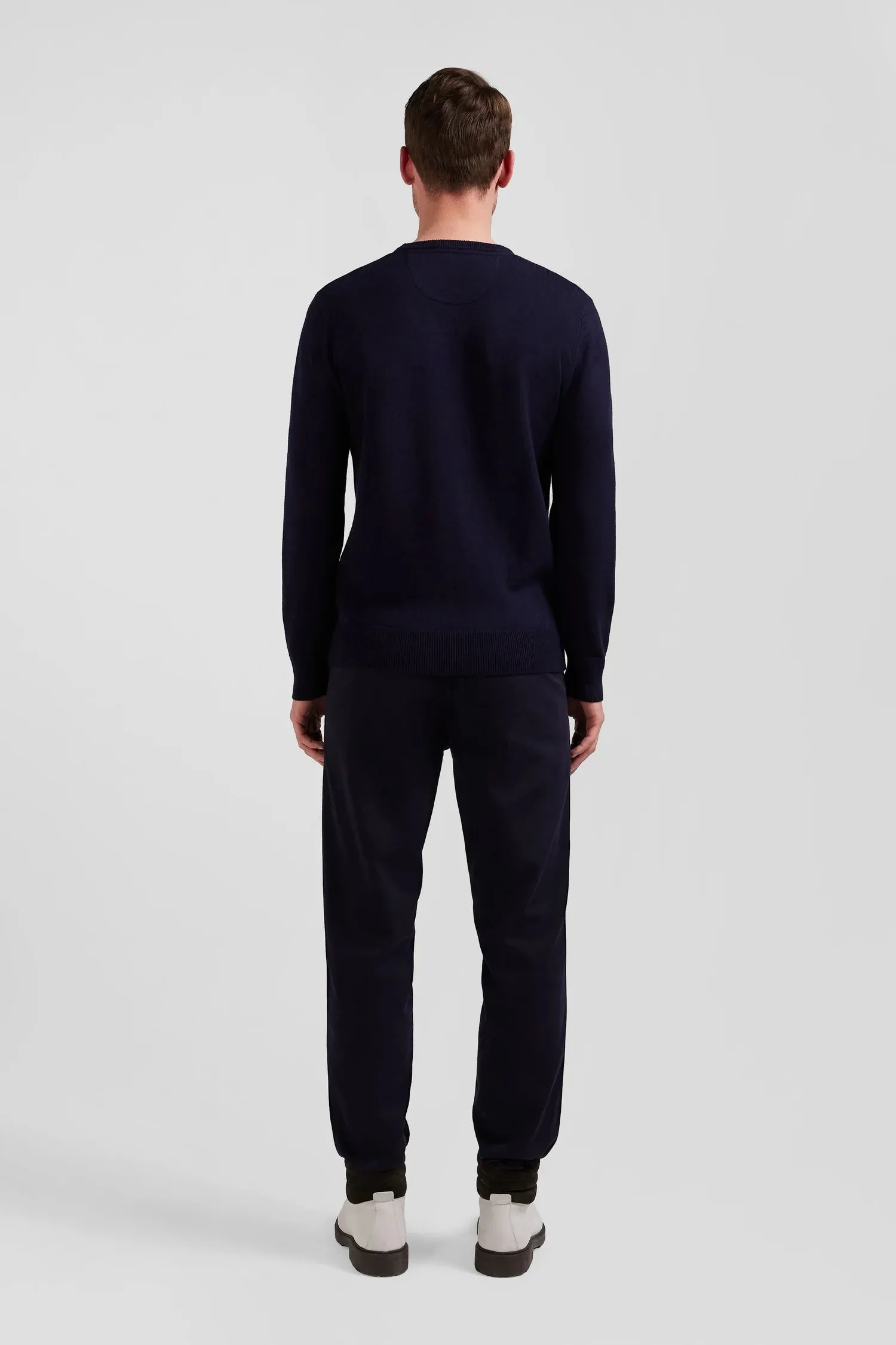 Eden Park Regular Wool and Cotton Crew Neck Jumper - Dark Blue