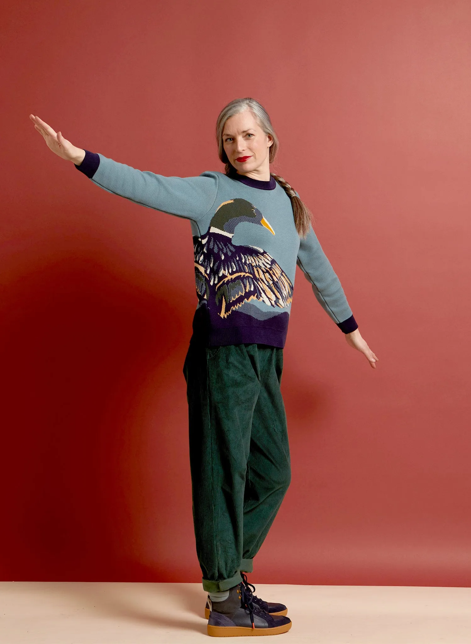 Esther Long Knitted Jumper - Mineral Blue Duck
