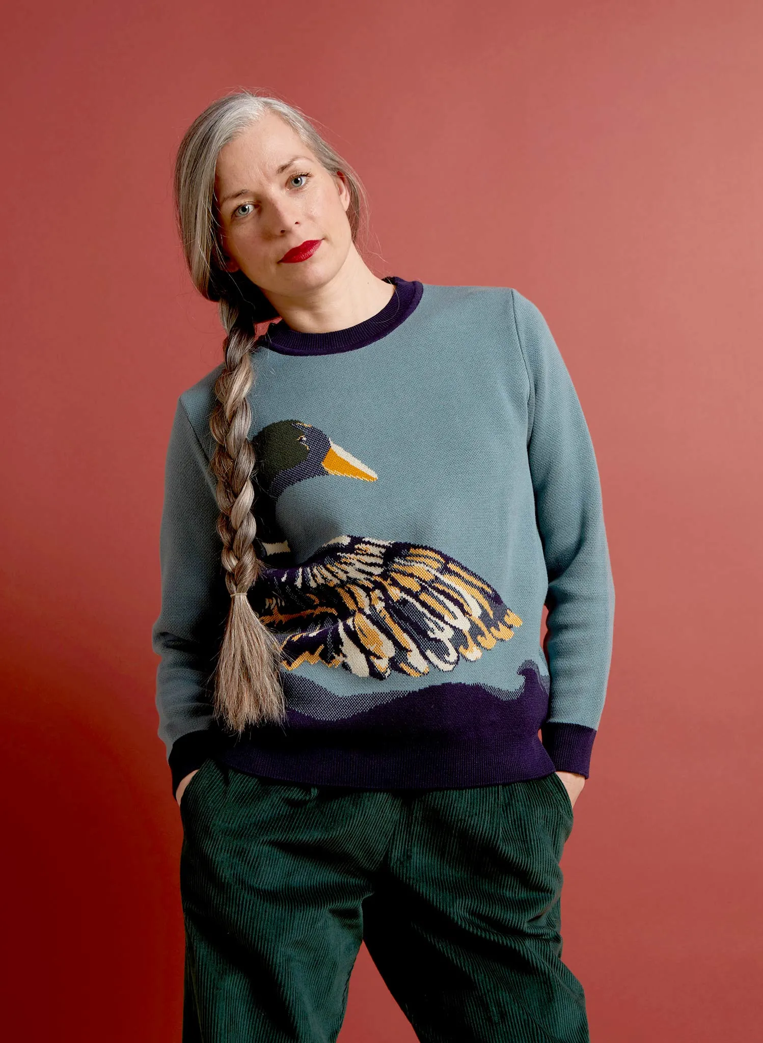 Esther Long Knitted Jumper - Mineral Blue Duck