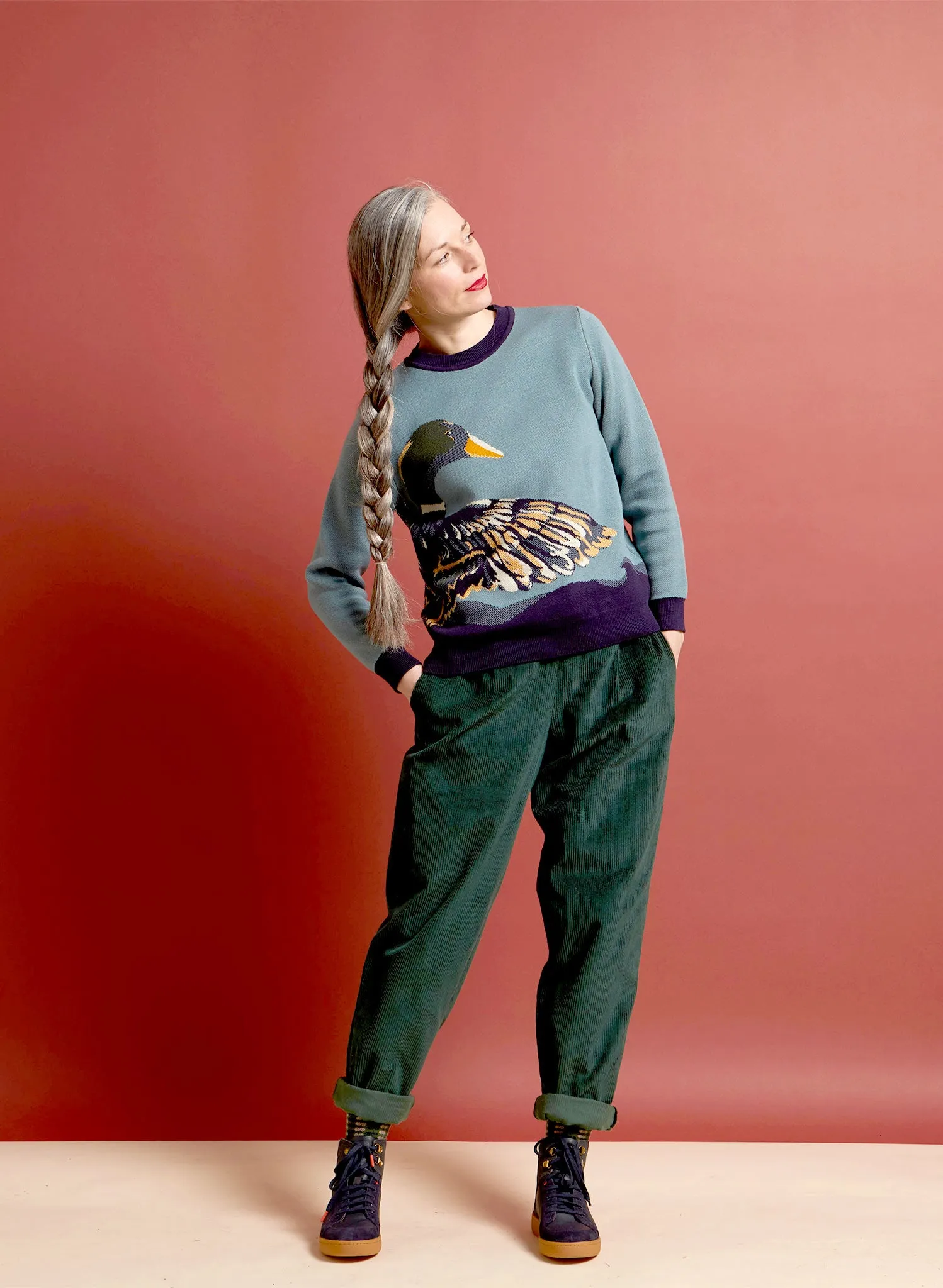 Esther Long Knitted Jumper - Mineral Blue Duck
